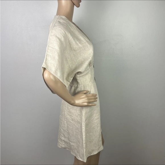 NEW REFORMATION BEIGE LINEN MINI DRESS - Picture 4 of 8